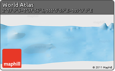 Physical Panoramic Map of the Area around 1° 55' 32" S, 144° 34' 29" E