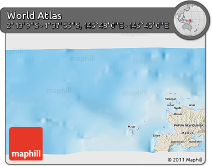 Shaded Relief 3D Map of the Area around 1° 55' 32" S, 146° 16' 30" E