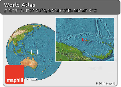 Satellite Location Map of the Area around 1° 55' 32" S, 146° 16' 30" E