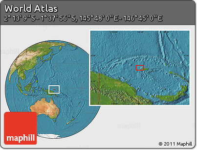 Satellite Location Map of the Area around 1° 55' 32" S, 146° 16' 30" E