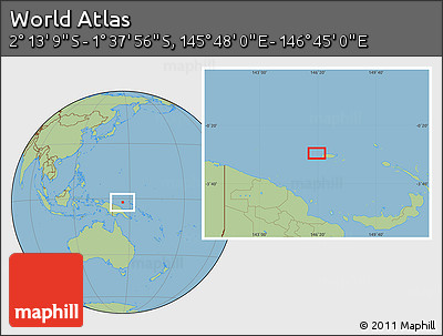 Savanna Style Location Map of the Area around 1° 55' 32" S, 146° 16' 30" E