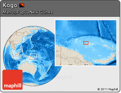 Shaded Relief Location Map of Kogo