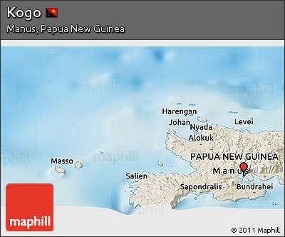 Shaded Relief Panoramic Map of Kogo