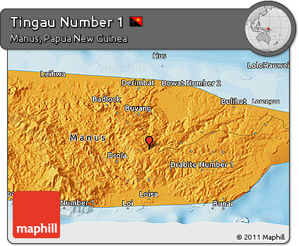 Political 3D Map of Tingau Number 1