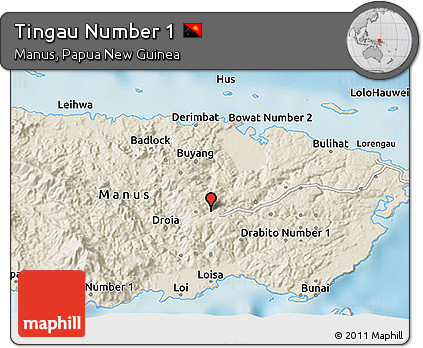 Shaded Relief 3D Map of Tingau Number 1