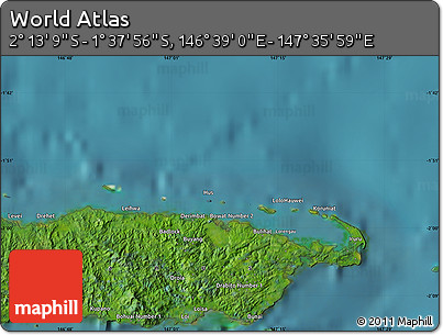 Satellite Map of the Area around 1° 55' 32" S, 147° 7' 30" E