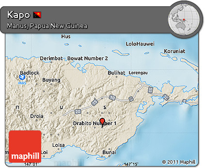 Shaded Relief Map of Kapo