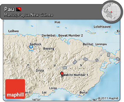 Shaded Relief Map of Pau