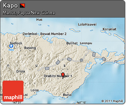 Shaded Relief Map of Kapo