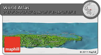 Satellite Panoramic Map of the Area around 1° 55' 32" S, 147° 7' 30" E