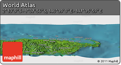 Satellite Panoramic Map of the Area around 1° 55' 32" S, 147° 7' 30" E