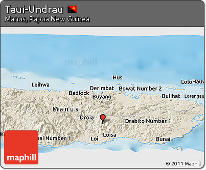 Shaded Relief Panoramic Map of Taui-Undrau