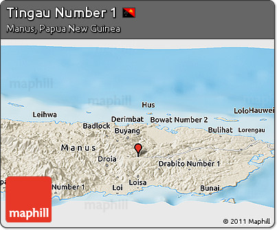 Shaded Relief Panoramic Map of Tingau Number 1