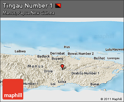 Shaded Relief Panoramic Map of Tingau Number 1
