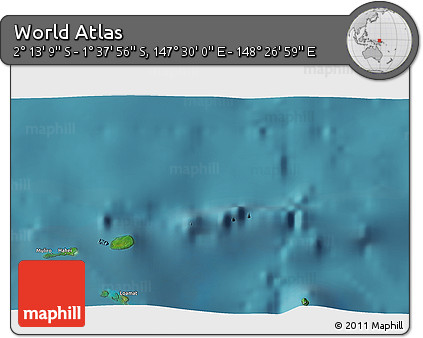Satellite 3D Map of the Area around 1° 55' 32" S, 147° 58' 29" E