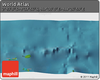 Satellite 3D Map of the Area around 1° 55' 32" S, 147° 58' 29" E