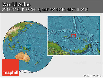 Satellite Location Map of the Area around 1° 55' 32" S, 148° 49' 29" E