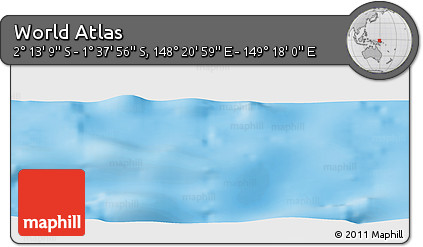 Physical Panoramic Map of the Area around 1° 55' 32" S, 148° 49' 29" E