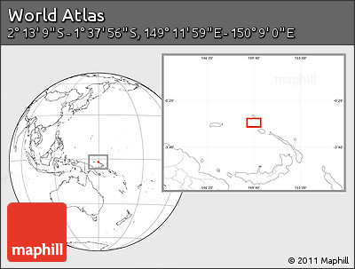 Blank Location Map of the Area around 1° 55' 32" S, 149° 40' 30" E