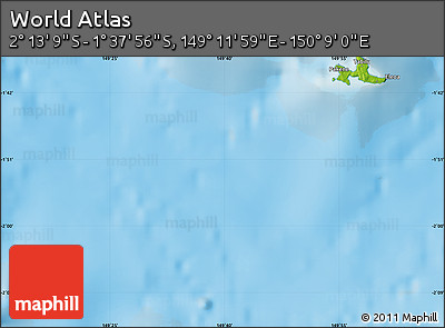 Physical Map of the Area around 1° 55' 32" S, 149° 40' 30" E