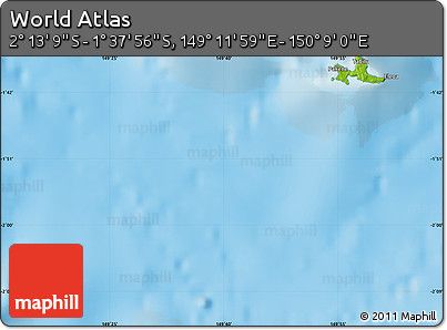 Physical Map of the Area around 1° 55' 32" S, 149° 40' 30" E