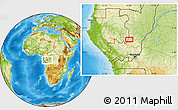 Physical Location Map of the area around 1° 55' 32" S, 14° 31' 30" E