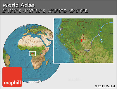 Satellite Location Map of the Area around 1° 55' 32" S, 14° 31' 30" E