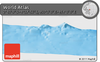 Physical Panoramic Map of the Area around 1° 55' 32" S, 150° 31' 30" E