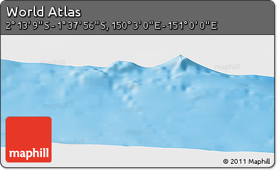 Physical Panoramic Map of the Area around 1° 55' 32" S, 150° 31' 30" E