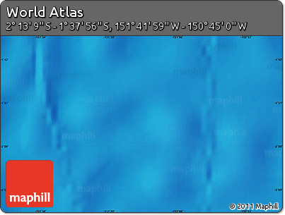 Shaded Relief Map of the Area around 1° 55' 32" S, 151° 13' 29" W