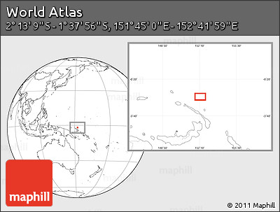 Blank Location Map of the Area around 1° 55' 32" S, 152° 13' 29" E