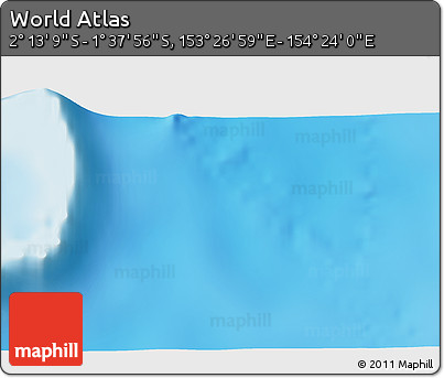 Physical 3D Map of the Area around 1° 55' 32" S, 153° 55' 30" E