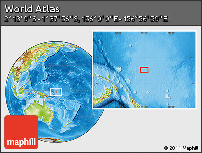 Physical Location Map of the Area around 1° 55' 32" S, 156° 28' 29" E