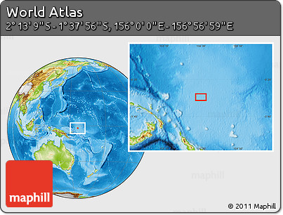 Physical Location Map of the Area around 1° 55' 32" S, 156° 28' 29" E