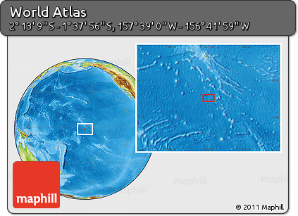 Physical Location Map of the Area around 1° 55' 32" S, 157° 10' 30" W