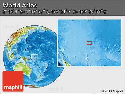 Physical Location Map of the Area around 1° 55' 32" S, 159° 52' 30" E