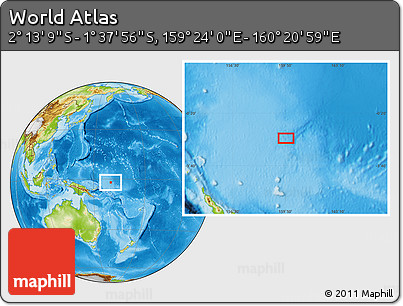 Physical Location Map of the Area around 1° 55' 32" S, 159° 52' 30" E