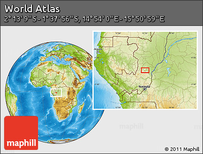 Physical Location Map of the Area around 1° 55' 32" S, 15° 22' 30" E