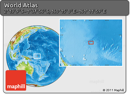 Physical Location Map of the Area around 1° 55' 32" S, 160° 43' 29" E