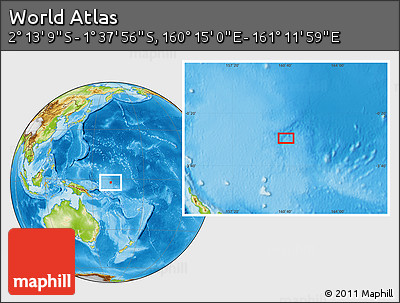 Physical Location Map of the Area around 1° 55' 32" S, 160° 43' 29" E