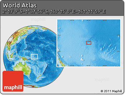 Physical Location Map of the Area around 1° 55' 32" S, 160° 43' 29" E