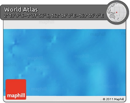 Shaded Relief 3D Map of the Area around 1° 55' 32" S, 163° 16' 30" E