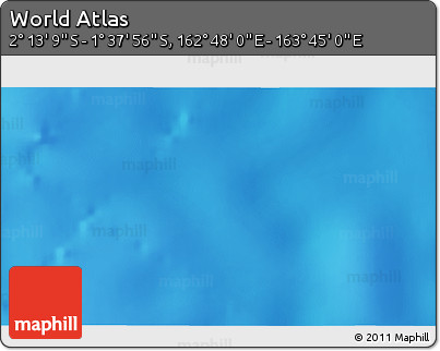 Shaded Relief 3D Map of the Area around 1° 55' 32" S, 163° 16' 30" E