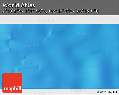 Shaded Relief 3D Map of the Area around 1° 55' 32" S, 163° 16' 30" E