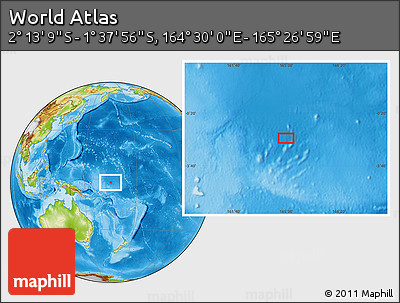 Physical Location Map of the Area around 1° 55' 32" S, 164° 58' 29" E