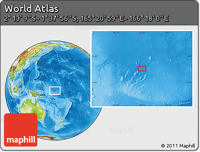 Physical Location Map of the Area around 1° 55' 32" S, 165° 49' 29" E