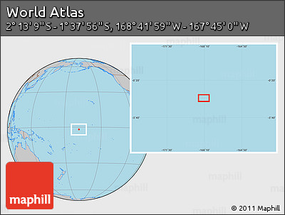 Gray Location Map of the Area around 1° 55' 32" S, 168° 13' 29" W