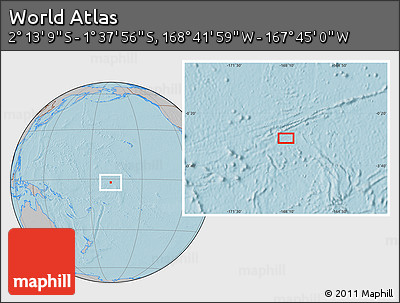Gray Location Map of the Area around 1° 55' 32" S, 168° 13' 29" W, hill shading
