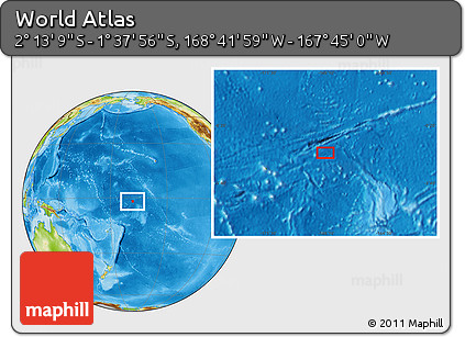 Physical Location Map of the Area around 1° 55' 32" S, 168° 13' 29" W