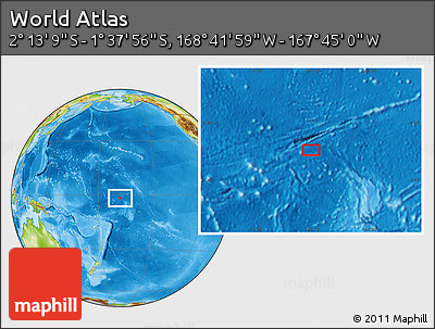 Physical Location Map of the Area around 1° 55' 32" S, 168° 13' 29" W